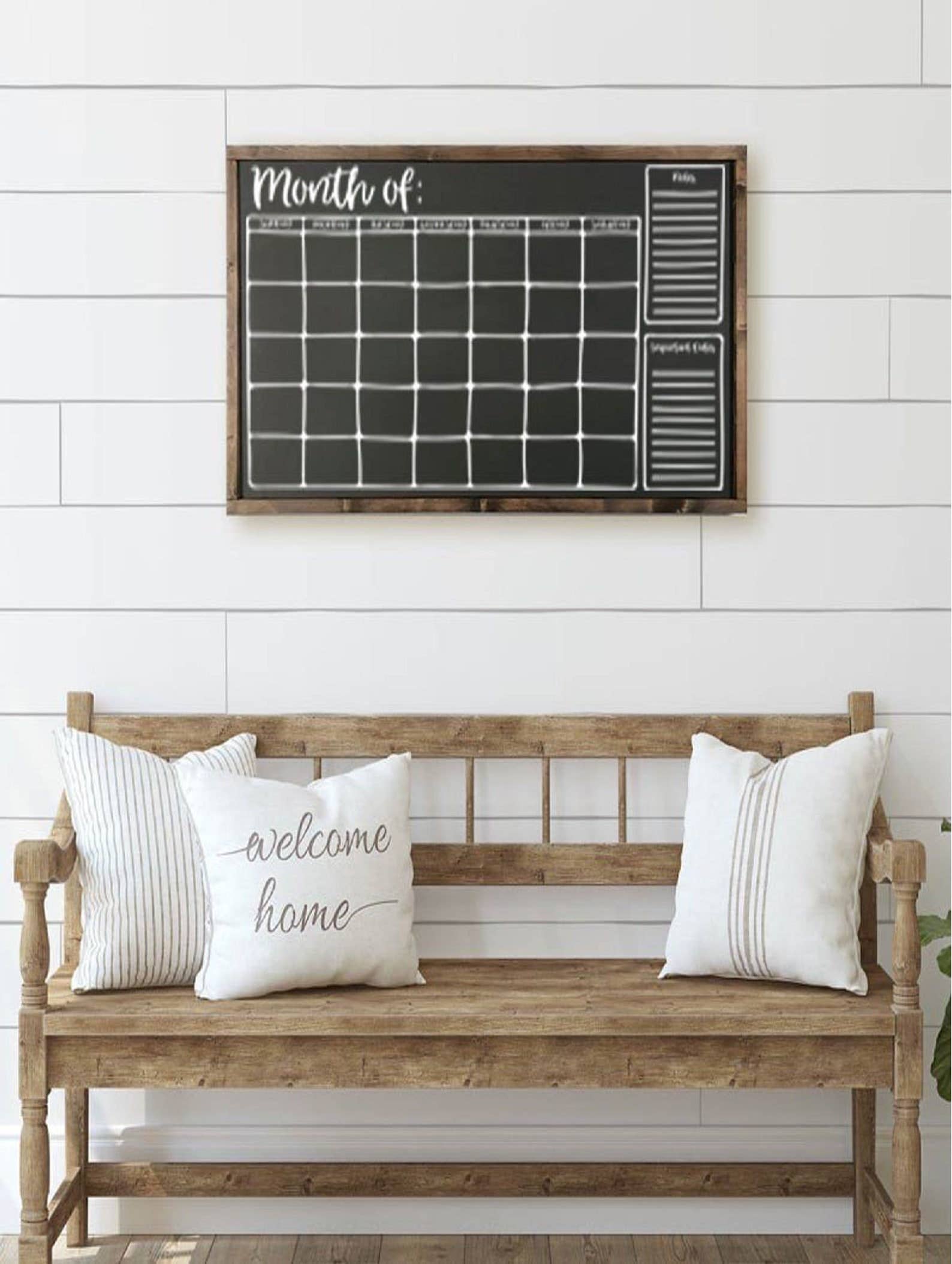 Chalkboard Calendar Wooden Framed Sign