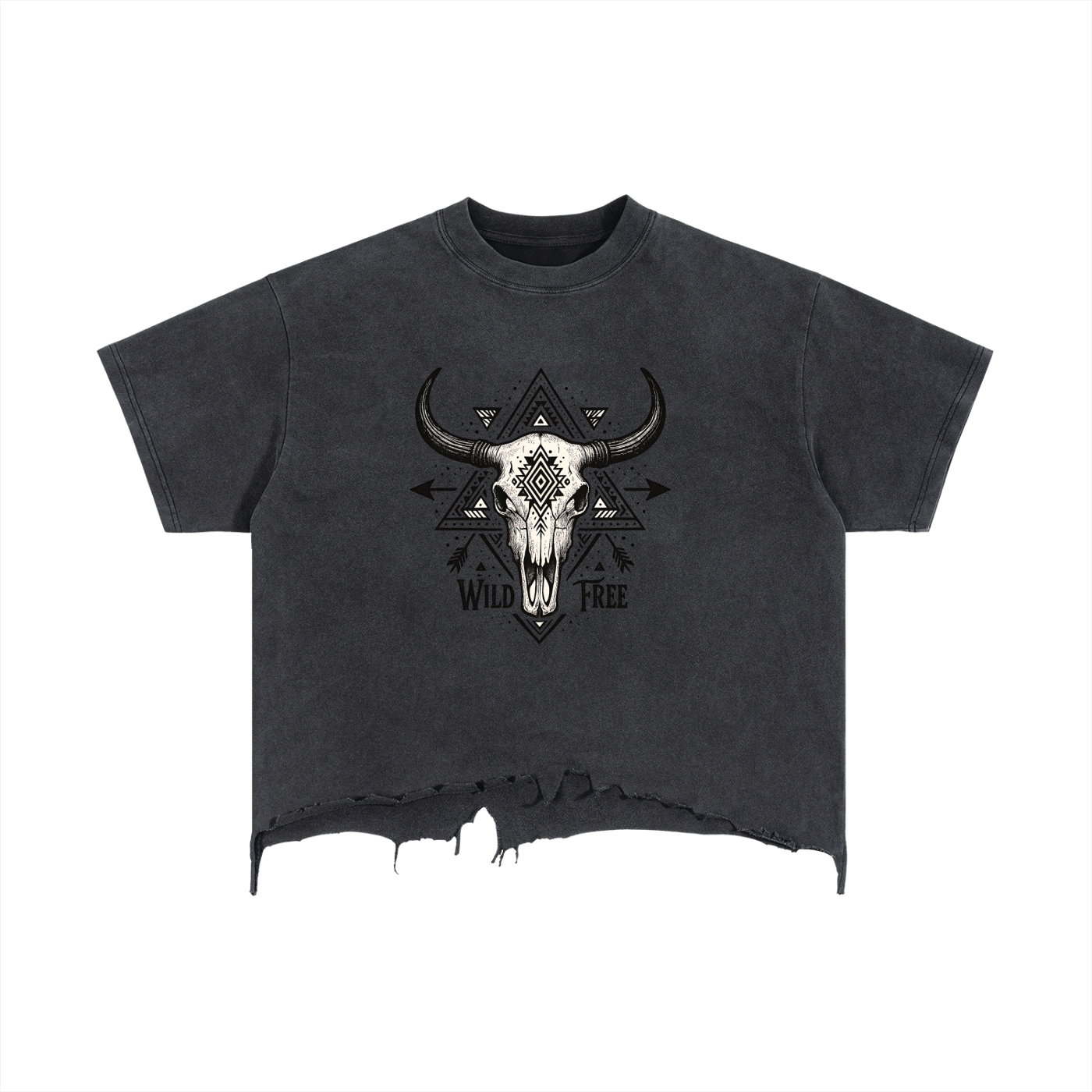 Vintage Wash Boxy Distressed Hem Tee