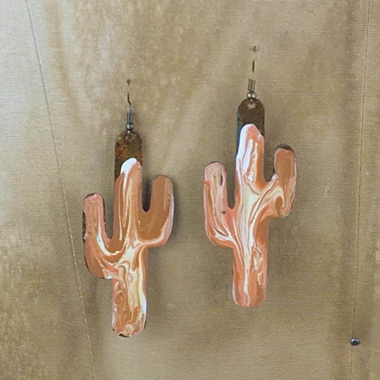 Large Adobe Swirl Cactus Earrings