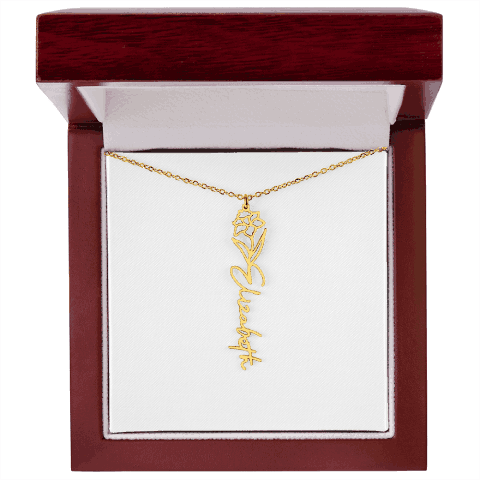 Personalized Birth Flower Name Necklace – BoHo Floral Keepsake Gift